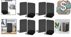 4 Pairs  Black Metal Bookends With Non-slip Pads - 8  Stability
