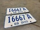 Vintage 1969 Ohio License Plate Pair Original 16667-a