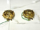 Set Of 2 Polished Brass Nautical Bulkhead Wall Lights Marine Ship Cage Fixture
