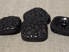 Vintage Large Black Rough Ridged Square Shank Buttons X4 7 8   36 