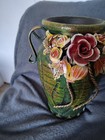 Vintage Large Terracotta Pot With Metal Handles And Metal Flowers-very Unique 