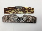Lot Of 3 Vintage Denmark Silver Plated Faux Tortoise Shell Comb   Holder Case