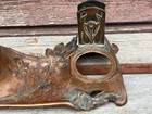 Vtg Royal Zinn Art Nouveau Inkwell Base Copper Floral W  Letter Holder
