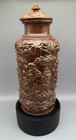 Large Antique French Salt Glazed Terracotta Tobacco Jar humidor