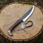 Custom Viking Knife Set 2-piece Carbon Steel     Raven Head 9 5    Handmade Knife
