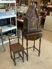 Vintage Antique Candlestick Telephone Wood Gossip Bench Chair Stand Desk Cabinet
