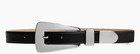 Khaite Lucca Wide Leather Belt Black Silver Buckle Size 80 Small
