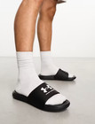 Under Armour Men   s Ansa Slide Sandals Black white Size 8 New