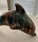 Large Ceramic Hand Painted Multicolor Dolphin Porpoise Sculpture Figurine