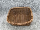 Vintage Brown Wicker Storage Basket Rectangle Shelf Organizer Decor 11x7x9