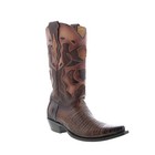 King Exotic Caiman Belly Snip Toe Mens Brown Wide Cowboy Western Boots