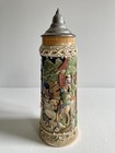 Vintage Gerz Fabrikmarke Lidded German Beer Stein Village Scene 2 Liter