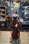 Fire Fairy Gothic Fantasy Statue With Dragon And Flame Base