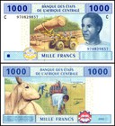Central African States - Chad 1000 Francs  2002  P-607ce  Unc X 10 Pcs