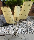 Vintage Mcm Atomic Tripod Lamp Fiberglass Shades Mid Century Modern Lighting 50s