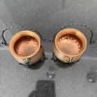 Vintage Small Hammered Copper Pot W iron Twisted Handle Flowers Switzerland-3   