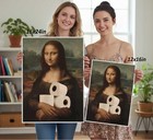 Funny Eclectic Bathroom Canvas Wall Art Vintage Humor Fun Mona Lisa Portrait Cla