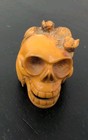 Japanese Carved Boxwood Netsuke Skull   Rats Signed Tomokazu Meiji Edo