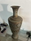 Antique Persian Middle Eastern  28    Bronze Vase With Silver Scriptures