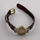 Fossil Womens Watch Ec-8682 Vintage 23mm Two Tone Case Brown Leather Band Quartz