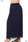 1x 2x 3x Pleated Accordion Chiffon Maxi Long Skirt Elastic Waist Brown Navy Blue
