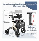 Maxwalk Foldable Rollator Walker Seat 10    Rubber Wheels All Terrain Senior 300lb
