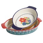 Pioneer Woman Fiona Floral Oval Baking Dish Ceramic Baker Set 2pc Multicolor New