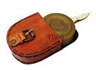 Authentic Vintage Style Brass Pocket Compass With Leather Case Rustic Vintage