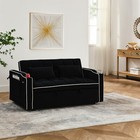 55 5  Velvet Convertible Sleeper Sofa Bed Loveseat Couch W  Pull-out Bed Black