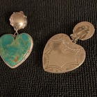 J  Siffari 925 Sterling Silver Turquoise Heart Dangle Bezel Clip-on Earrings
