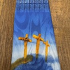 Christian Crosses Tie With Three Wooden Crosses On A Blue