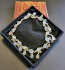 925 Sterling Silver Rainbow Moonstone Dangle Anklet Nwot