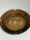 Vintage Root Beer Brown Glass Ashtray For Cigars 8  Flower Design   426 