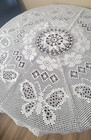 Tablecloth Round Large Handmade Crochet  White Cotton  Vintage - New - 