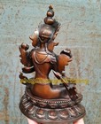 8  Old Tibetan Brass Buddhism Excellent Bodhisattva Tara Green Buddha Statue