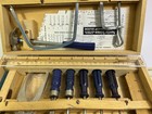 1976 Vintage Japan childs Wooden Tool Box Toy Tools Set Popular Mechanics