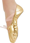 Womens Pu Leather Ballet Slippers Dance Shoes Split Sole Belly Flat Adult Dance 