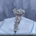 3 66ctw Oval Cut Moissanite Hidden Halo Engagement Ring In 14k White Gold Plated