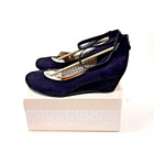 Daisy Fuentes Tessa Black Wedge Shoes W ankle Straps      Size 12w