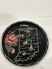 Vintage Indiana State  Flower  peony  Travel Souvenir Tin Metal Tray Plate 11 