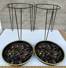 Mid Century Modern Metal Hairpin Leg Side End Tables Plant Stand Removable Trays