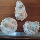 Lefton Apothecary Perfume Forget Me Not 3 Piece Set White Gold Trinket Vtg Japan