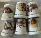 6   Vintage Seashell Decorated Porcelain Thimbles