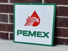 Pemex Mexico Gasoline Oil Gas Metal Advertising Sign 12 Inches White