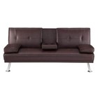 66 In Espresso Futon Sofa Mattress Faux Leather Couch With Armrest And Square