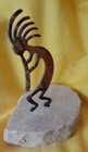 Kokopelli Metal Flute Player Figurine On Sandstone Base