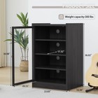 Media Cabinet With Door Black 5-tier Stereo Cabinet With Adjustable Shelves