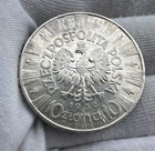 1936 Poland  Silver 10 Zloty Coin High Grade Jozef Pilsudski   Patina Lot 2 