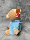 Ty Baby Pj Bear Blue Brown Teddy Plush With Hood Animal Stuffy Nwt