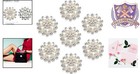 30 Pcs Round Metal Pearl Rhinestone Buttons Flatback Craft Diy Wedding Decora   